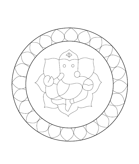 Rangoli Art Coloring Image - Free Coloring Page PDF