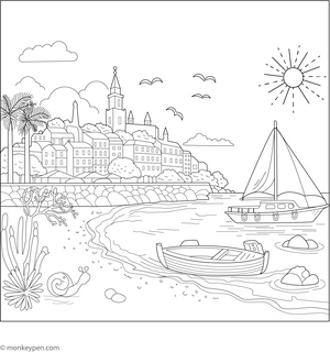 French Riviera Coloring Page