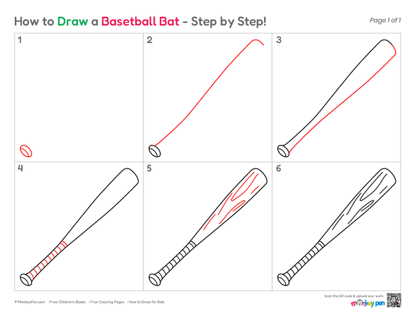 Printable baseball drawing activity for young learners.