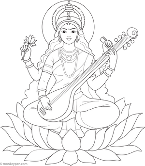 Goddess Saraswati Coloring Page