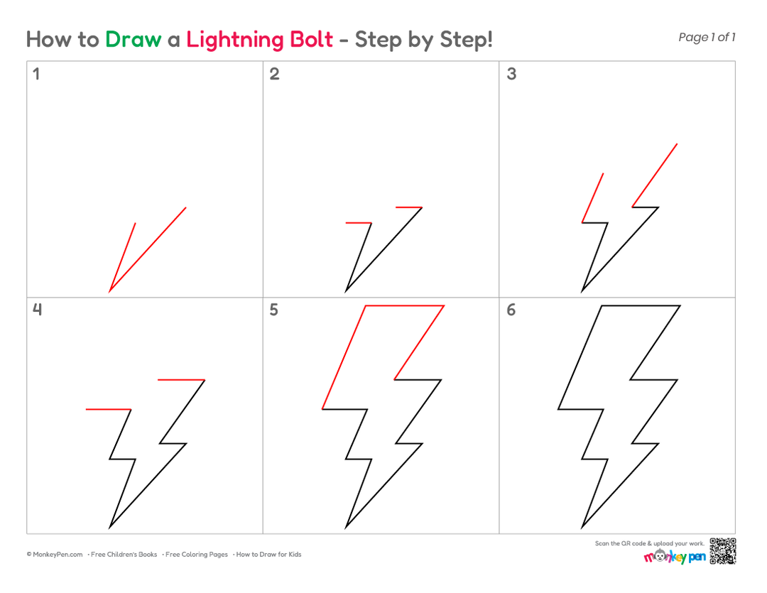 How to Draw a Lightning Bolt – Easy Weather Drawing Tutorial for Kids