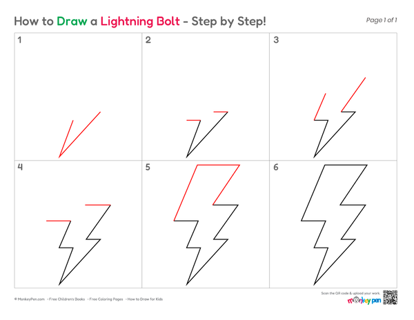 Printable lightning bolt drawing activity for young learners.
