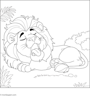 Resting Lion Coloring Page