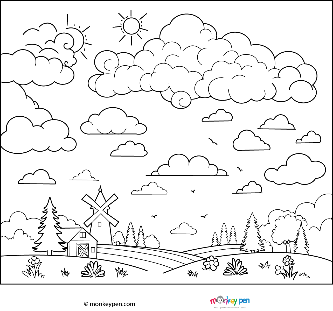 Clouds And Sky Coloring Pages