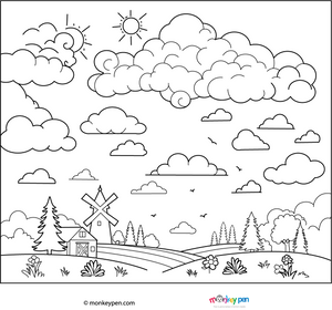 Cloudy Sky Coloring Page