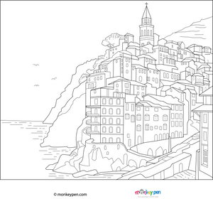 Cinque Terre Coloring Page