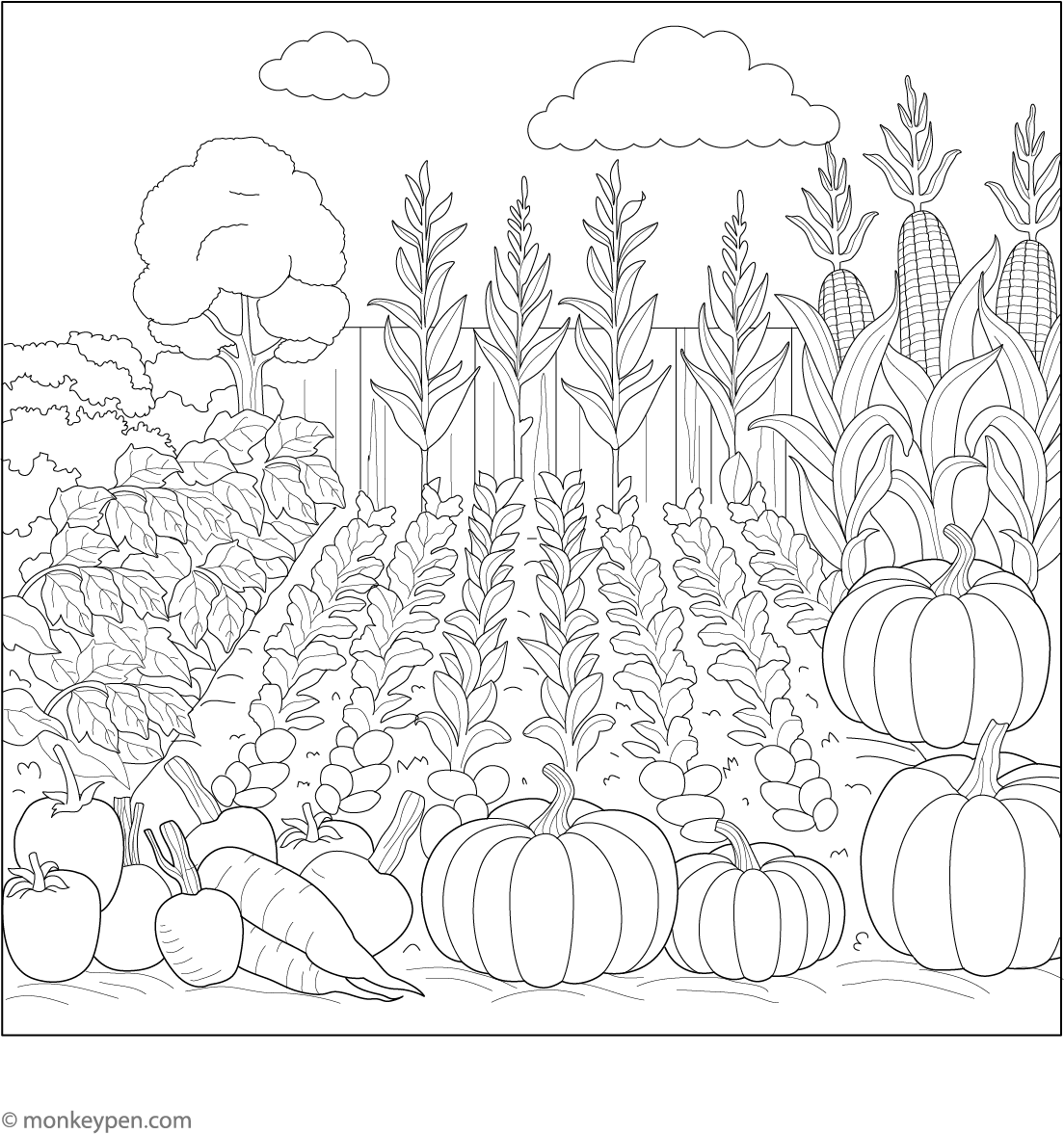 Vegetable Garden Coloring Page vegetable-garden-coloring-page