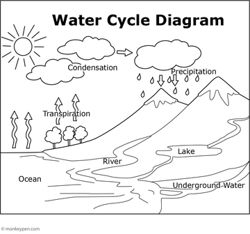 Water Cycle Coloring Page – Free Printable PDF for Kids