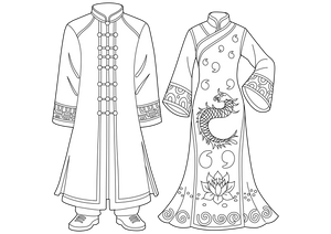 Chinese Traditional Clothing coloring page – fun and educational printable for children