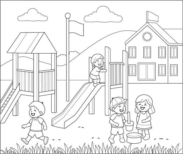 Playground Coloring Page – fun and educational printable for children
