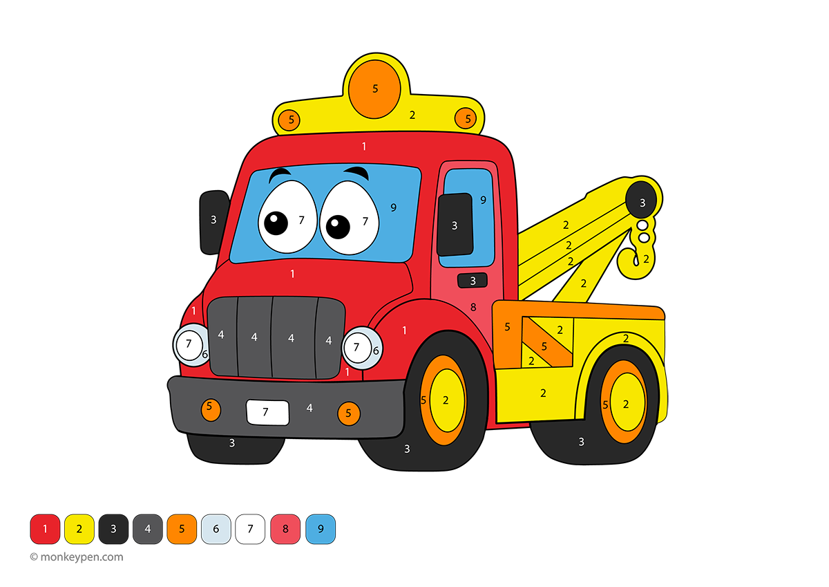 Truck Color by Number Sheet – Free Colouring Pages for Fun