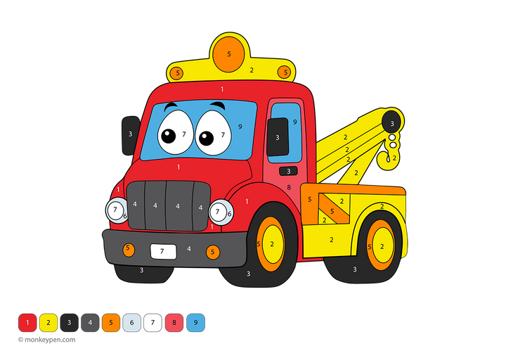 Truck Color by Number Sheet – Free Colouring Pages for Fun