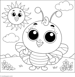 Cartoon Bee Coloring Page