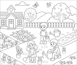 Garden coloring page – fun and educational printable for children