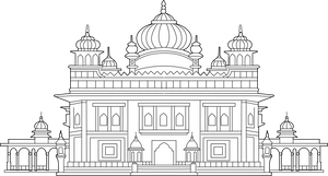 Golden Temple coloring page – religious building illustration for kids