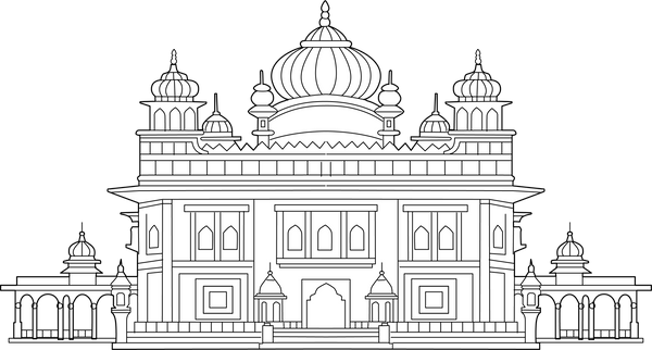 Golden Temple coloring page – religious building illustration for kids