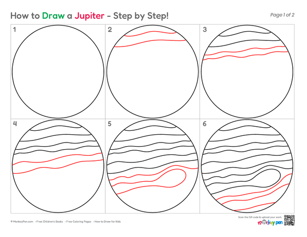 Cute Jupiter sketch easy for children to recognize.