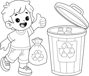 Throw Waste In Dustbin coloring page – fun and educational printable for children