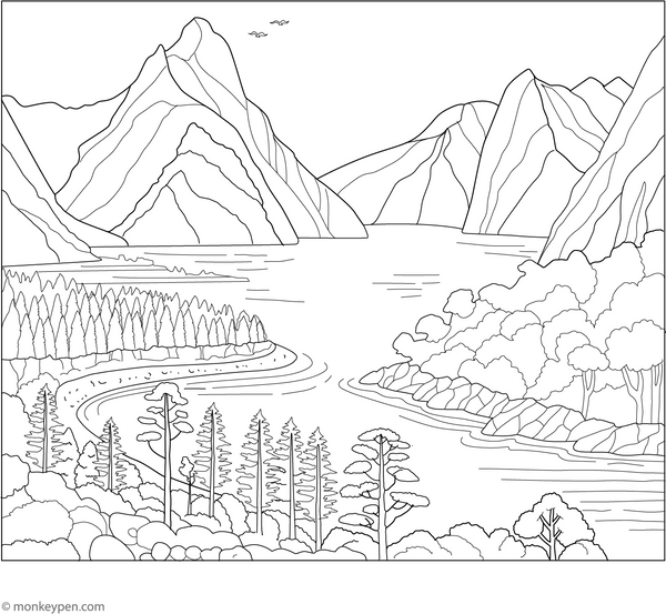 Fiordland National Park Coloring Page – fun and educational printable for children