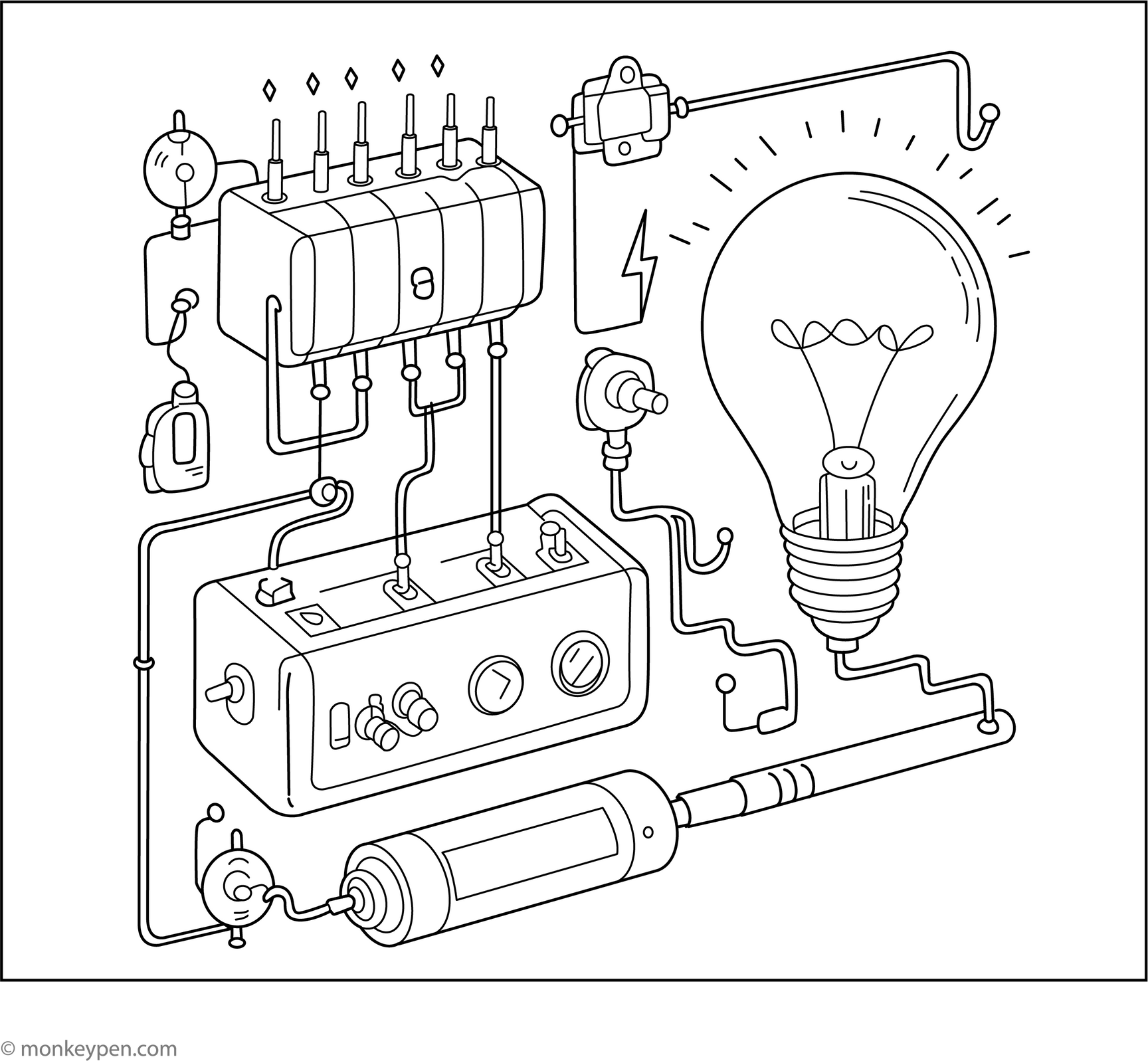 Electric Circuit Coloring Page electric-circuit-coloring-page