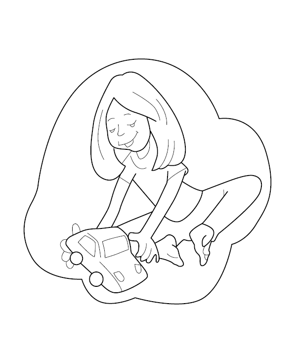 Girl Playing Coloring Image