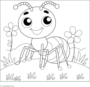 Cheerful Ant Coloring Page  – fun and educational printable for children