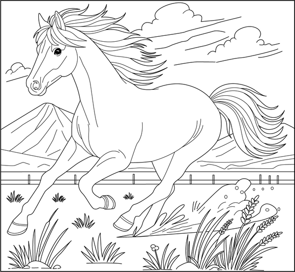 Wild Mustangs coloring page – fun and educational printable for children