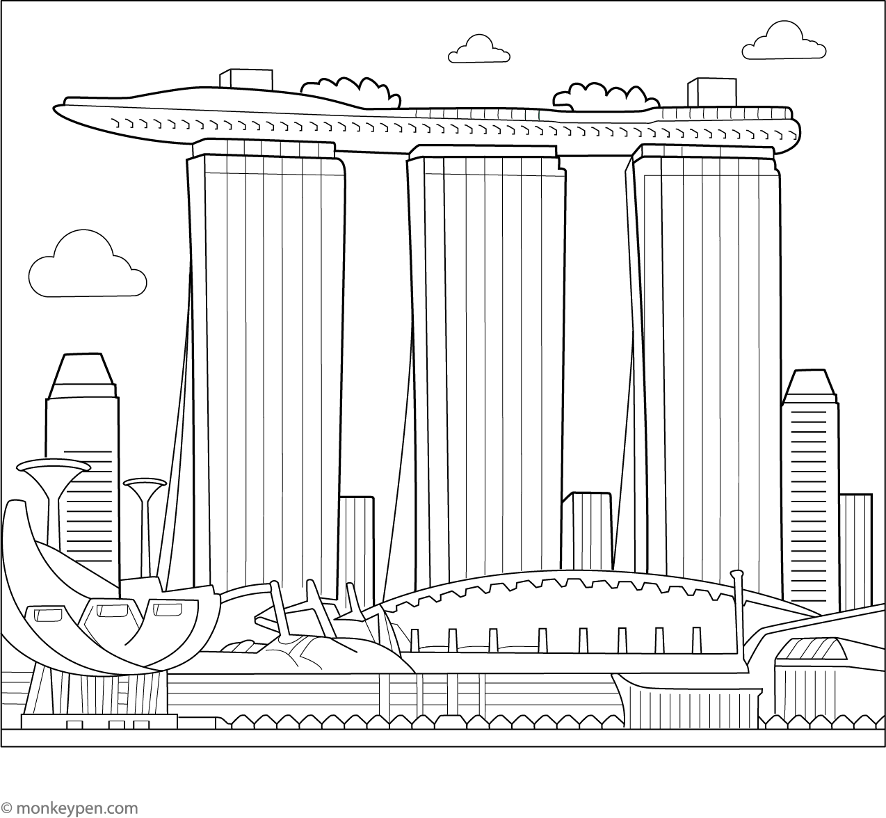 Mbs Colouring Marina Bay Sands Coloring Page