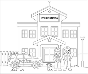 Police Station Coloring Page – fun and educational printable for children