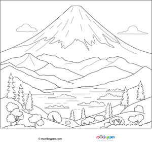 Mount Fuji Coloring Page