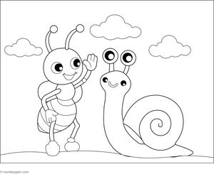 Ant and the Snail Coloring Page