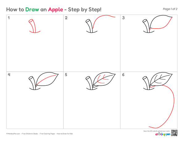 How to Draw an Apple – Simple Step-by-Step Fruit Drawing for Kids
