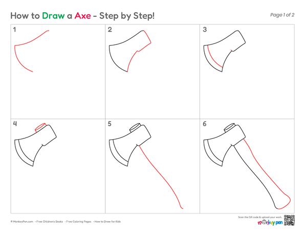 Cute and simple axe drawing for kids