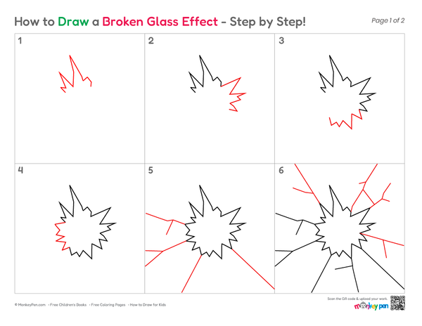 How to Draw a Broken Glass Effect – Step-by-Step Art Drawing for Kids