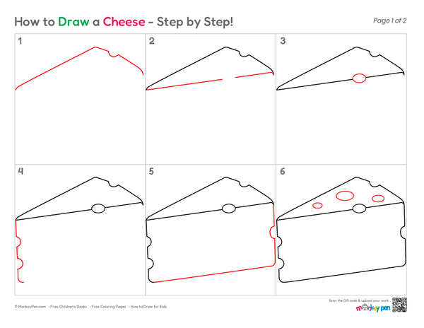How to Draw Cheese – An Easy Step-by-Step Food Drawing for Kids