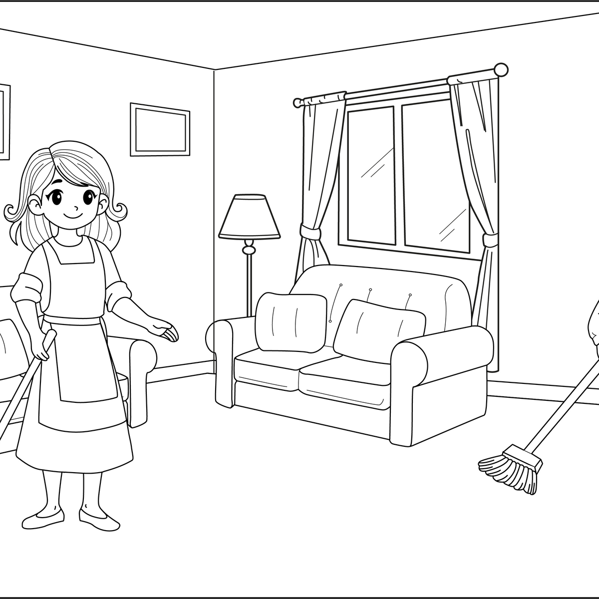 Household Chores Coloring Page