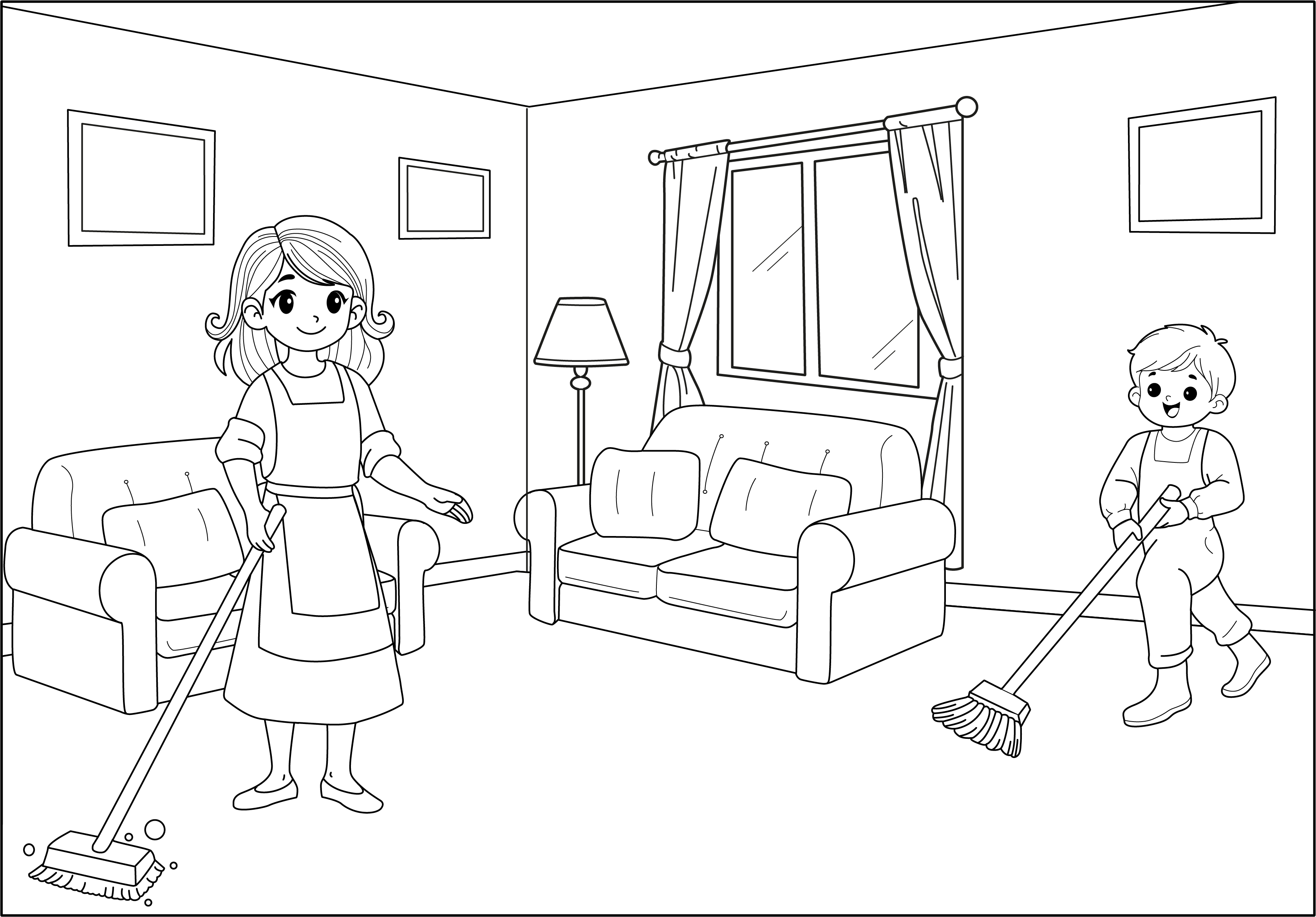 Cleaning Coloring Page Coloring Pages