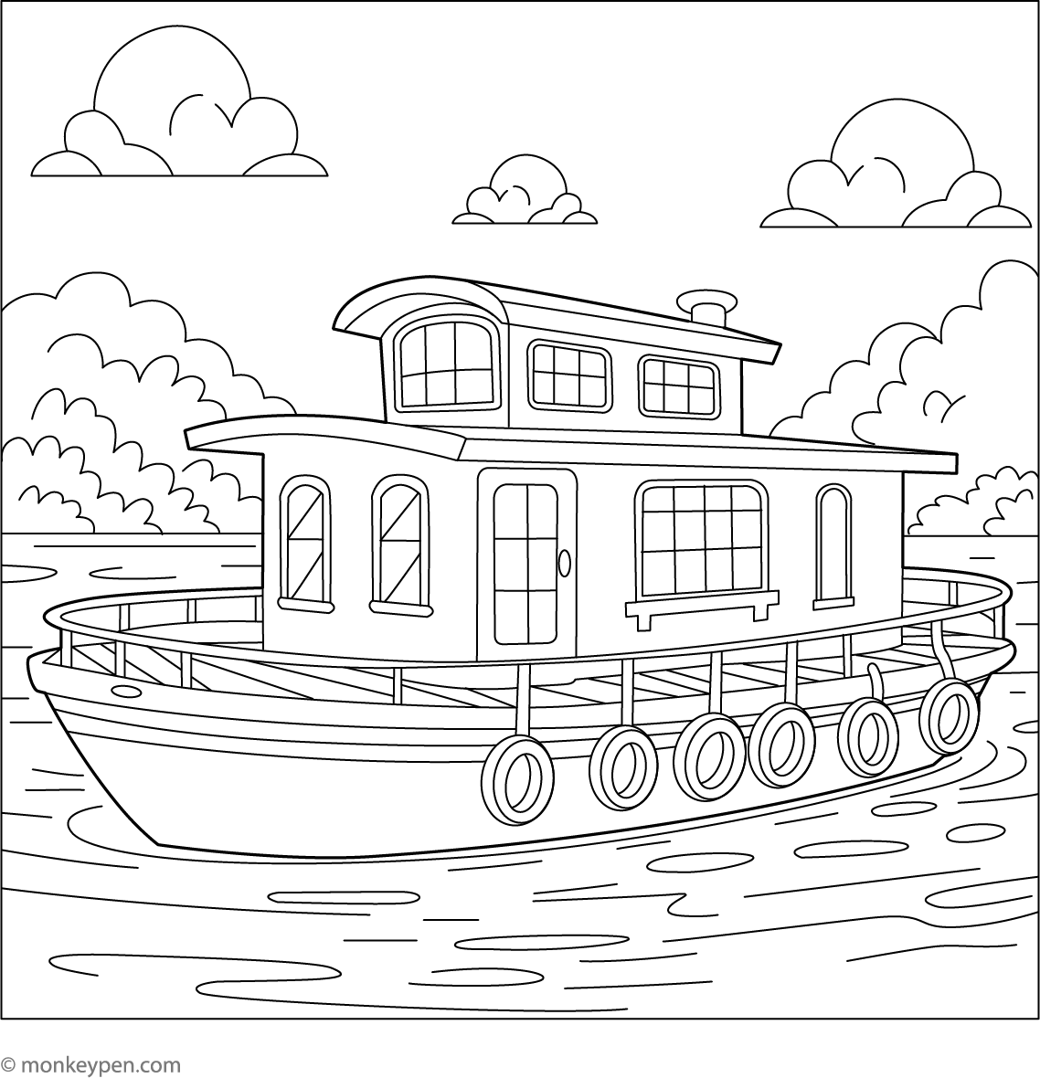 house-boat-coloring-page-free-coloring-pages for Free Printable Pictures Of Boats House Boat Coloring Page | Free Coloring Pages for Free Printable Pictures Of Boats