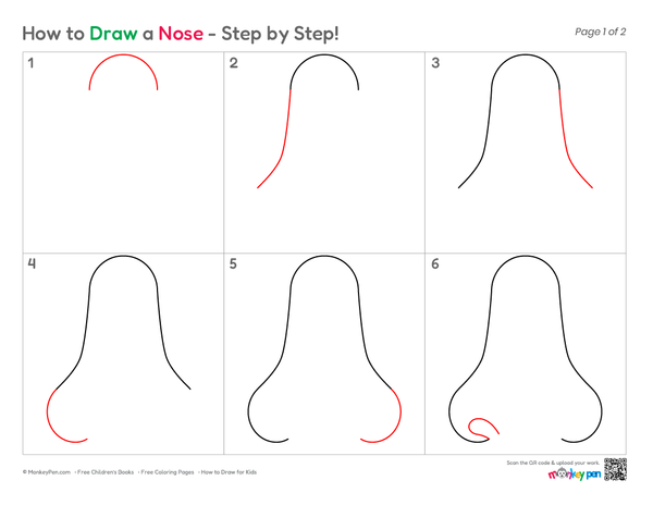 Printable nose coloring page for children.