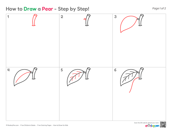How to Draw a Pear – Easy Step-by-Step Fruit Drawing for Kids
