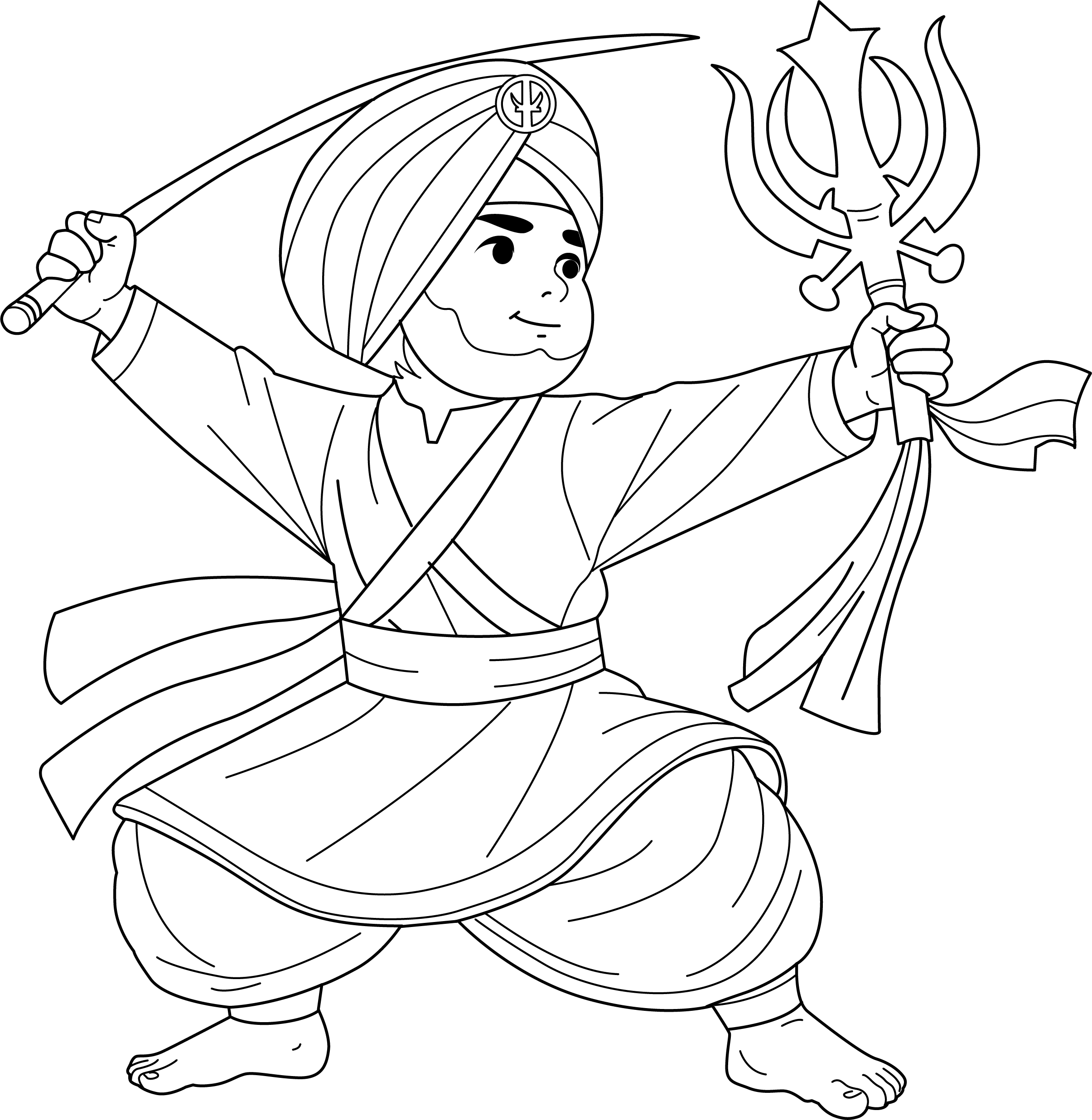 Gatka Sikh Martial Art Coloring Page gatka-sikh-martial-art-coloring-page
