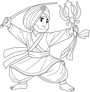 Sikh Martial Arts Gatka coloring page – fun and educational printable for children