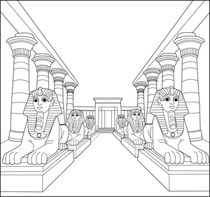 Temple Of Karnak coloring page – religious building illustration for kids