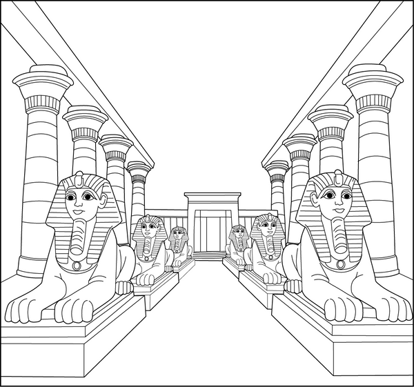 Temple Of Karnak coloring page – religious building illustration for kids