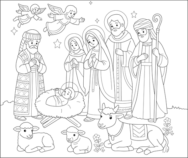 Christmas Nativity Scene Coloring Page – fun and educational printable for children