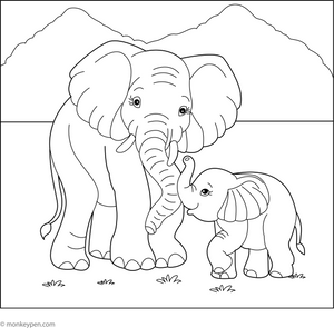 Baby Elephant Coloring Page