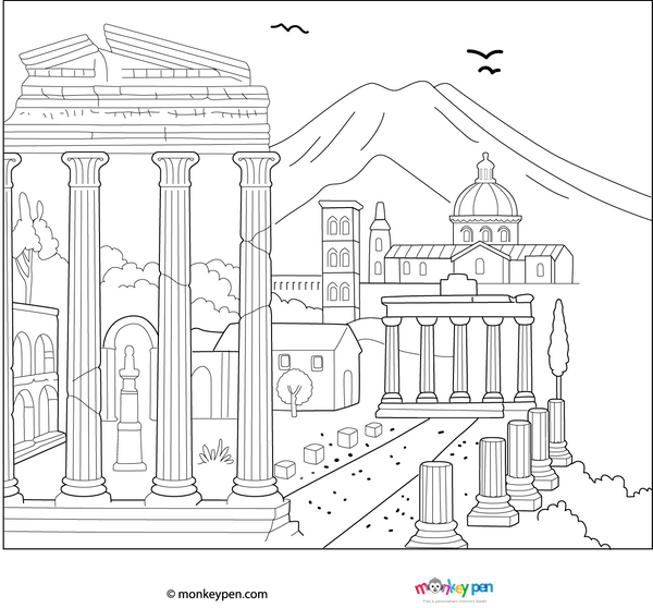 Pompeii Coloring Page