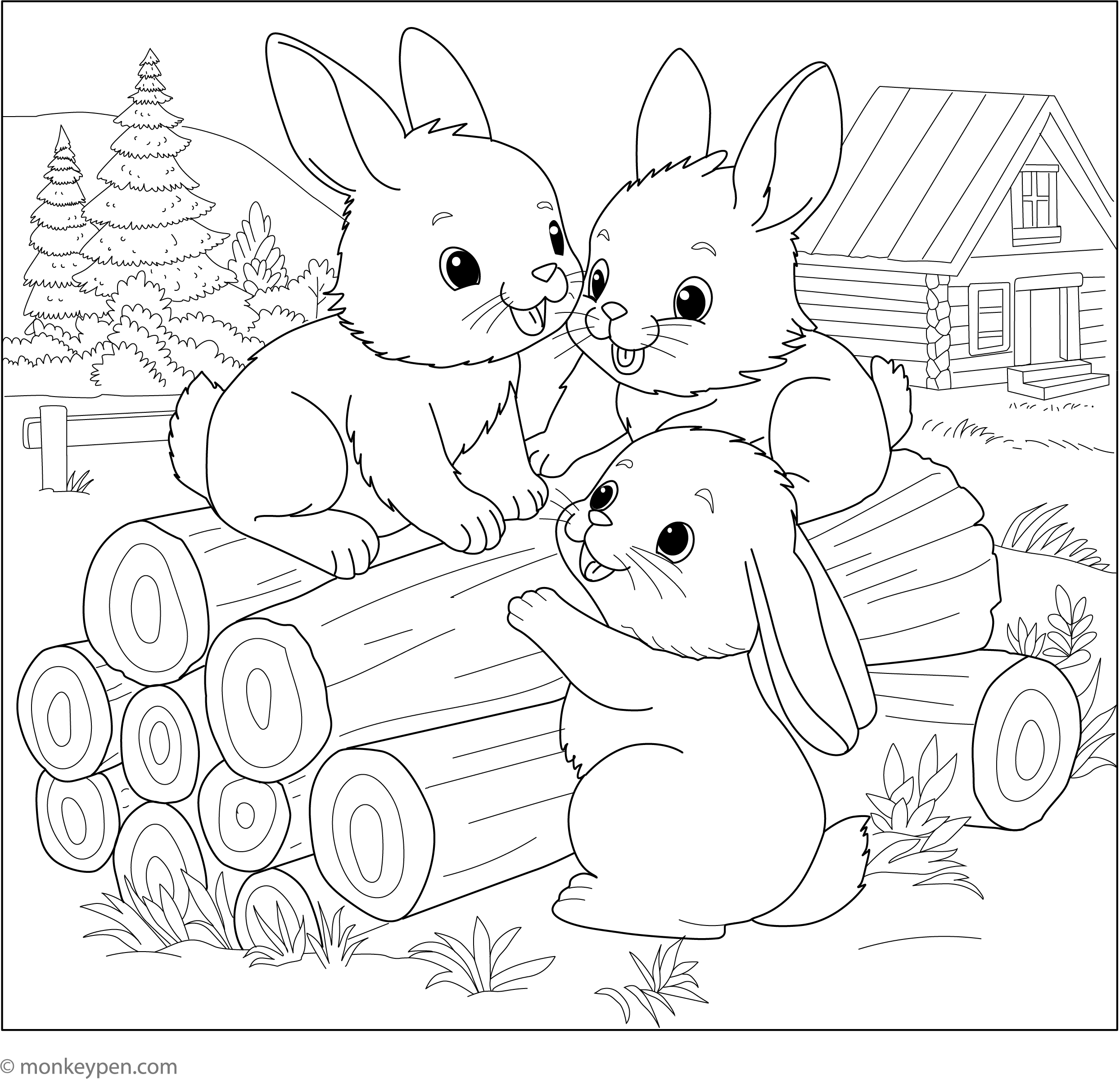 Cute Baby Animal Coloring Pages Rabbit