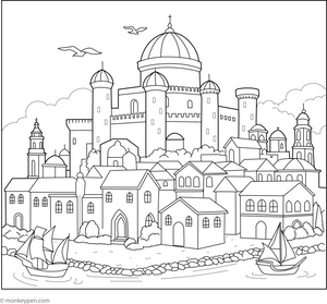 Rhodes Medieval City Coloring Page