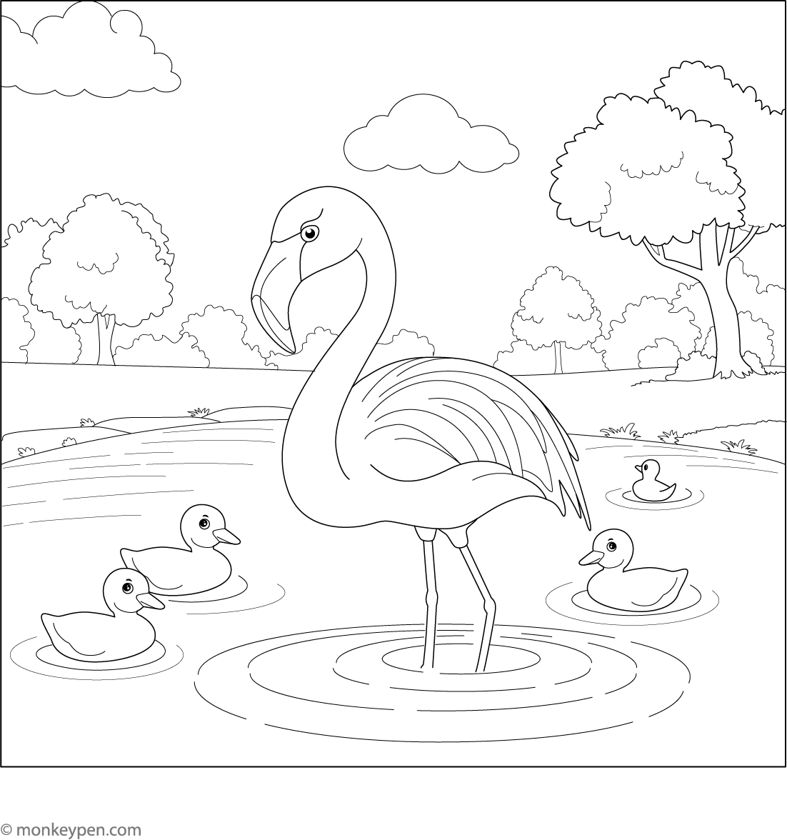 Printable Flamingo Coloring Book